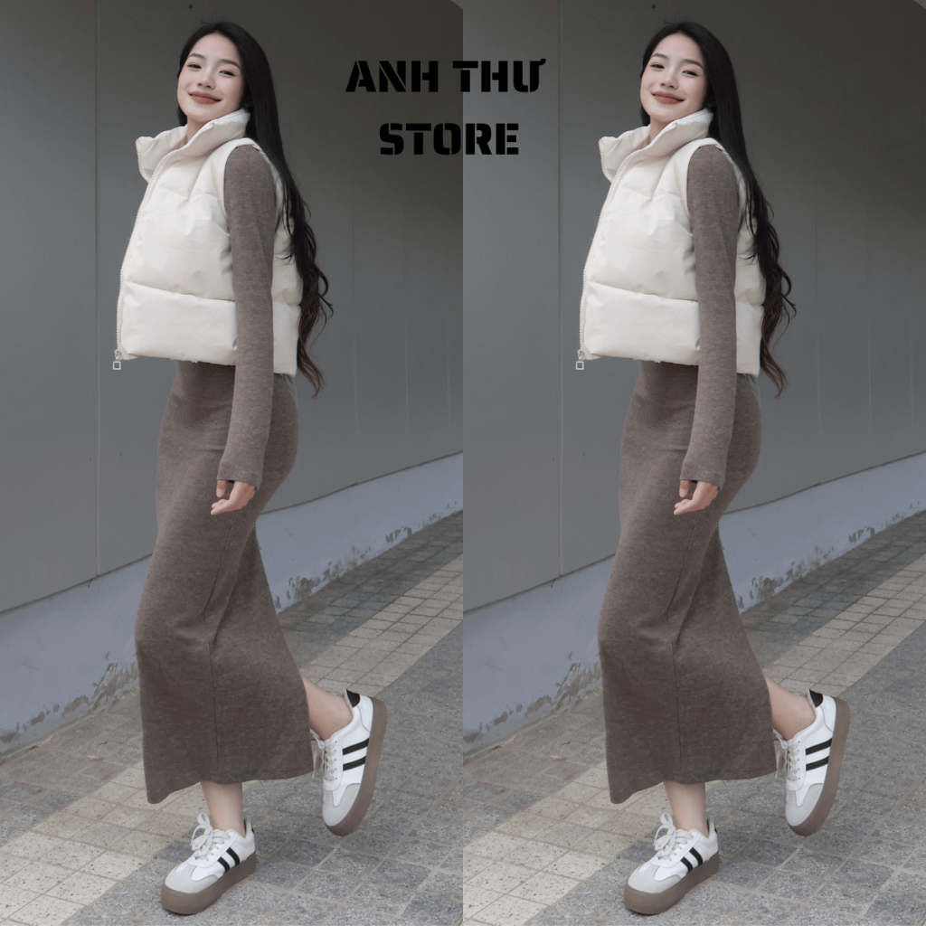 Váy Body Len Lông Thỏ Tay Dài Cổ 3 Phân Dáng Ôm Qua Gối Có Xẻ Sau Bigsize , Đầm Len Body Dáng Dài Basic Hàn Quốc 360 | BigBuy360 - bigbuy360.vn