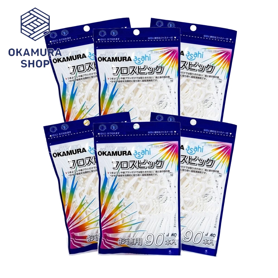[COMBO 6] Tăm chỉ nha khoa Okamura Nhật Bản gói 90 cây