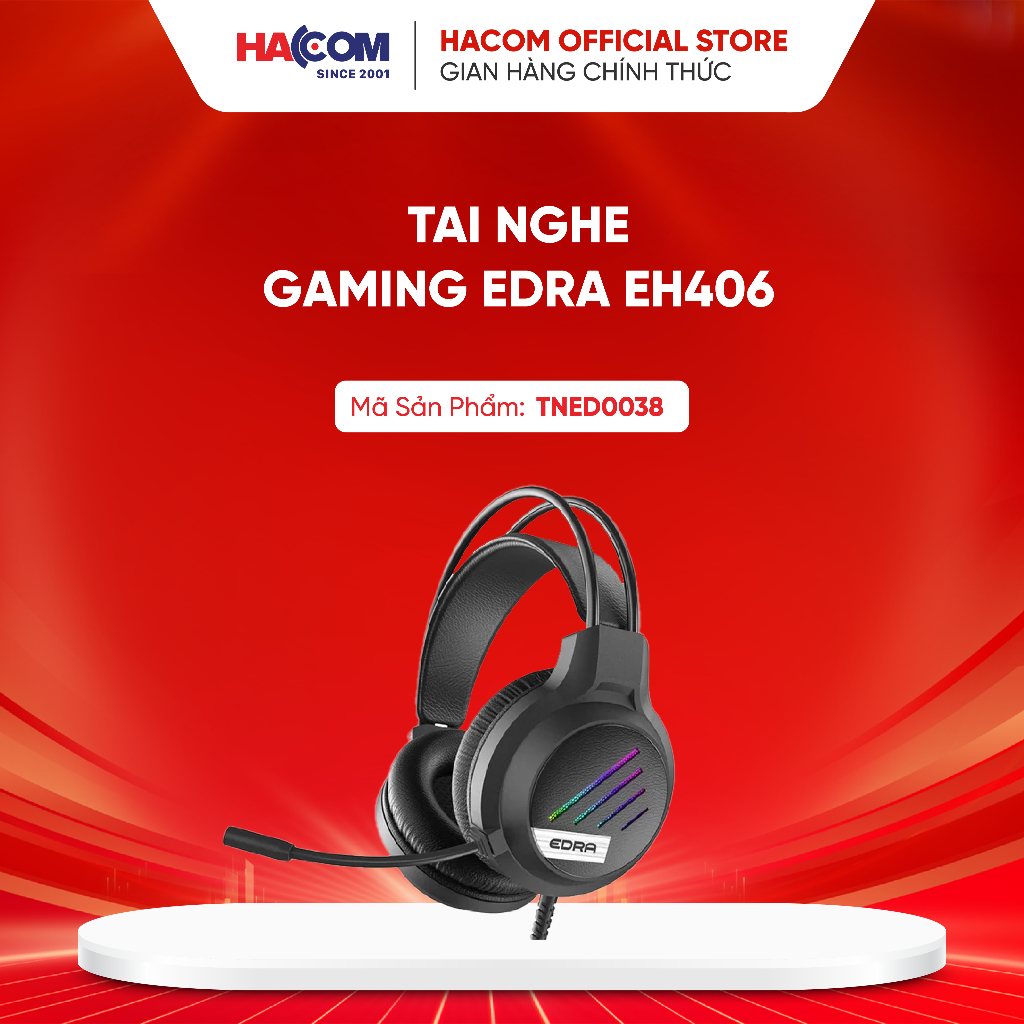 Tai Nghe Gaming EDRA EH406 - Màu Đen - Bảo Hành 24 Tháng HACOM PC