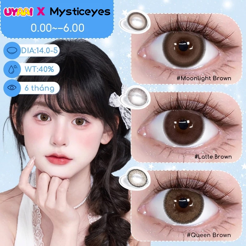   0-6độ Màu Nâu   MYSTICEYES kính áp tròng MCK1 NamI Brown Lens nâu kính áp tròng cận lens 6 tháng lens giãn trò 