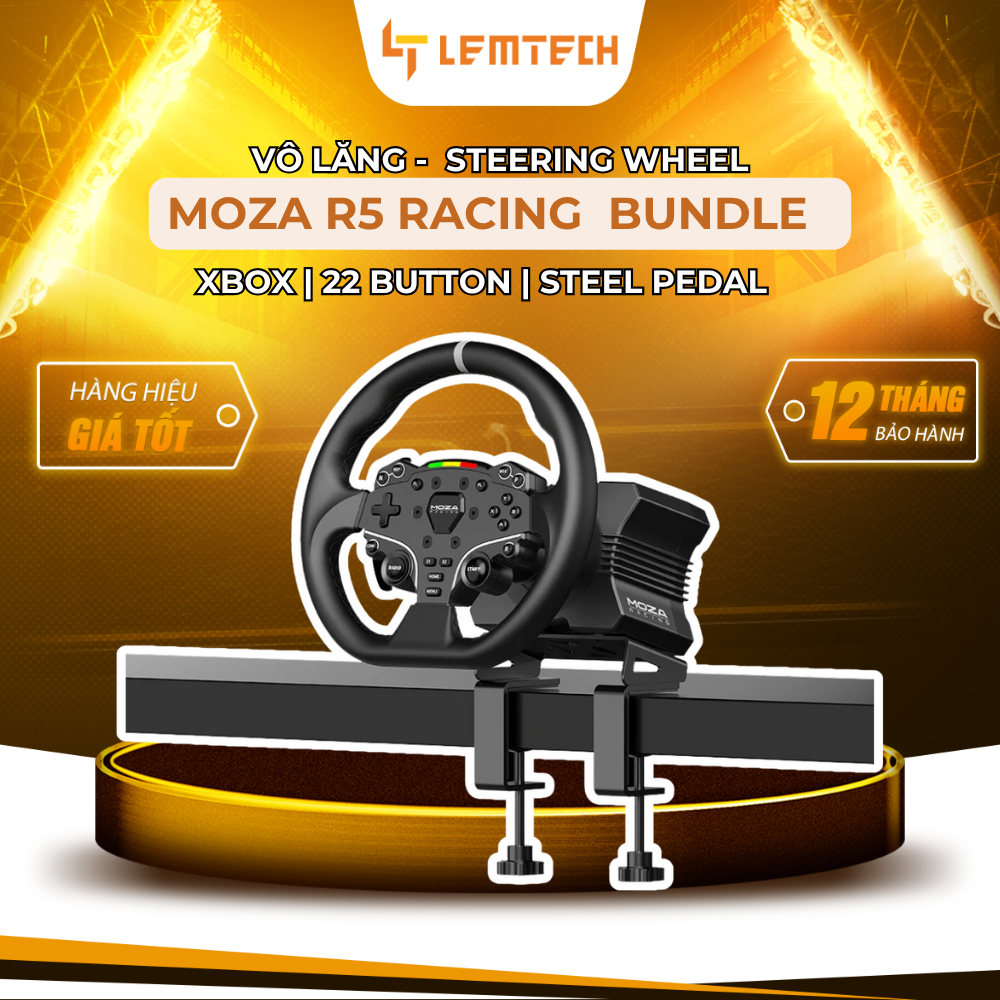 Vô Lăng Moza Racing R5 Bundle – Bộ Vô Lăng, Động Cơ & Bàn Đạp Chơi Game Chuyên Nghiệp
