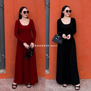  Ngocanh6959 SALE V441 Váy len dáng dài phong cách tiểu thư sang trọng Hàn Quốc 