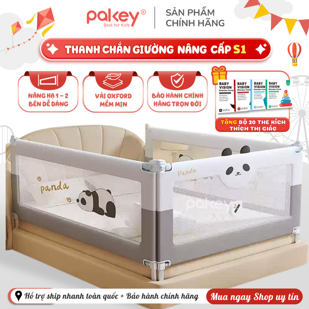 [NEW] Thanh Chắn Giường Pakey S1, Thanh Chặn Giường Cho Bé Mẫu Mới Vải Oxford Dày Dặn Chiều Cao Tới 105cm An Toàn