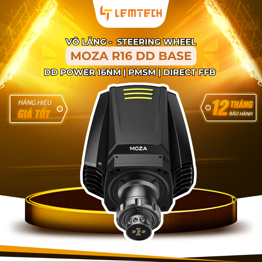 Vô Lăng Moza Racing R16 Wheel Base – Động Cơ Vô Lăng Chuyên Nghiệp, Công Nghệ Force Feedback 16Nm