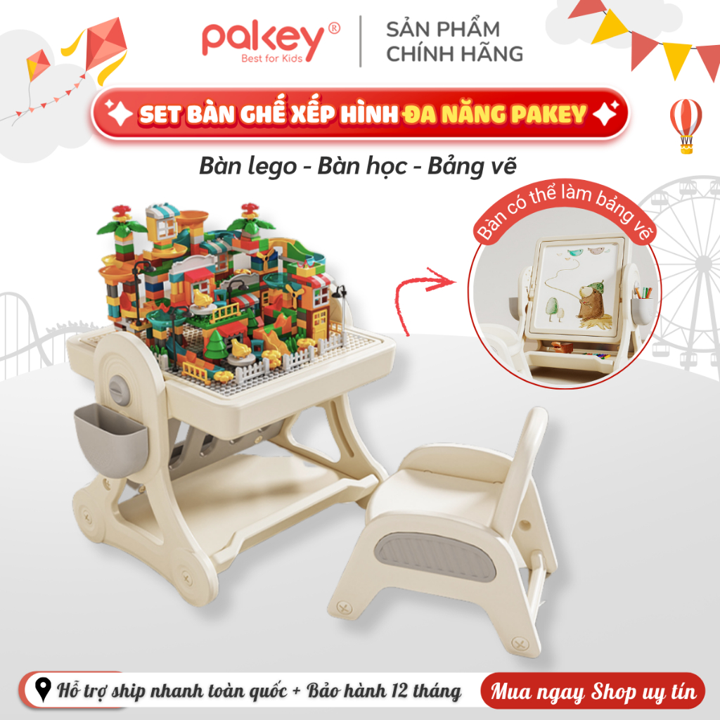  Bộ Bàn Ghế Lego Đa Năng Pakey Set Bàn Chơi Xếp Hình Kèm 400 Chi Tiết Lego Bàn Học Bảng Vẽ Tiện Lợi Cho Bé 