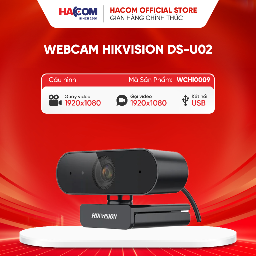 Webcam HIKVISION DS-U02 thiết kế nhỏ gọn, linh hoạt âm thanh rõ ràng HACOM PC
