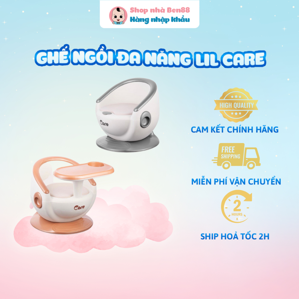 Ghế Ăn Dặm Lil Care Đa Năng 3 Trong 1, Gấp Gọn, Có Khay Ăn, Điều Chỉnh Độ Cao