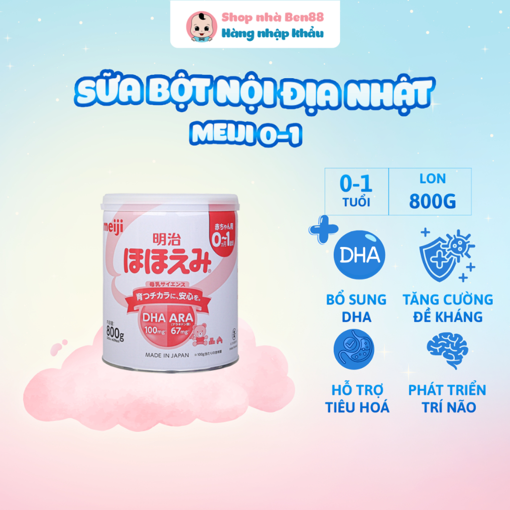 [Mẫu Mới] Sữa bột Meiji 0-1 tuổi (Lon 800g) Hàng nội địa Nhật Bản Nhập Khẩu