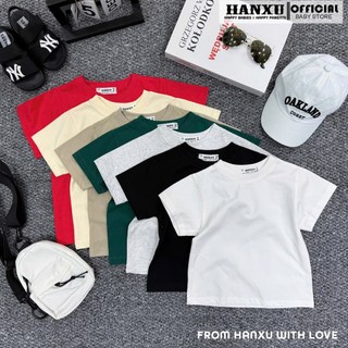  Áo Phông Cộc Tay Bé Trai Dáng Basic Vải Cotton Mềm Mịn Áo Phông Cộc Tay Thun Bé Trai Mùa Hè Hanxu 