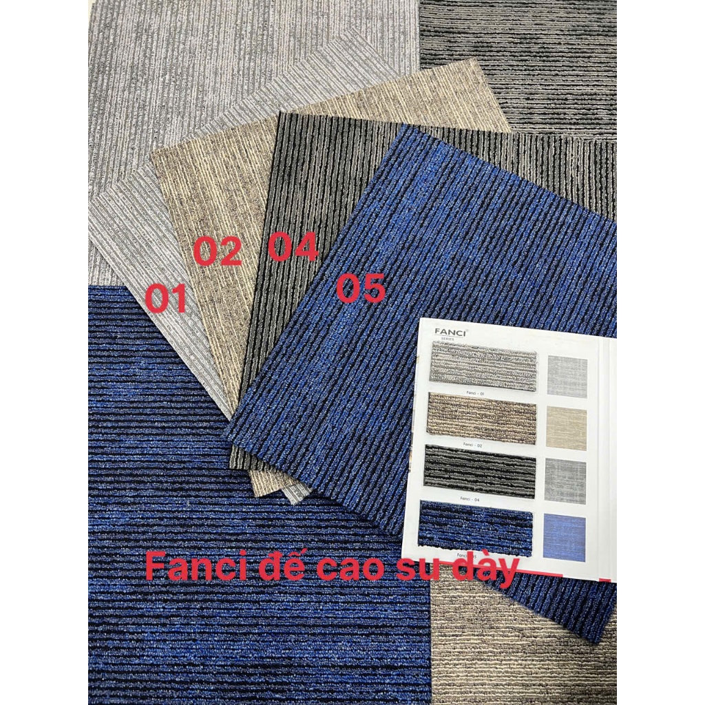1 Thảm tấm đế cao su cao cấp dòng FANCI carpet tile ANVIHOME - Thảm tấm trải sàn ghép miếng 50*50cm,
