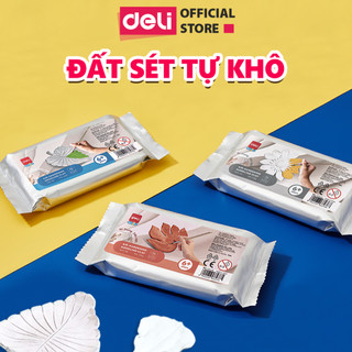   HỌA CỤ DELI  Đất Sét Tự Khô Deli- Đất Sét Mỹ Thuật Túi 250 500 1000g An Toàn Không Mùi Nặn Hình Mẫu Trang Trí 