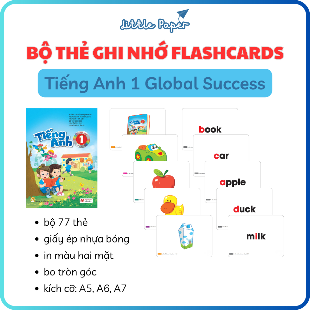Bộ thẻ ghi nhớ Flashcard Tiếng Anh 1 Global Success, thẻ học từ vựng cho bé, tranh từ vựng cho bè