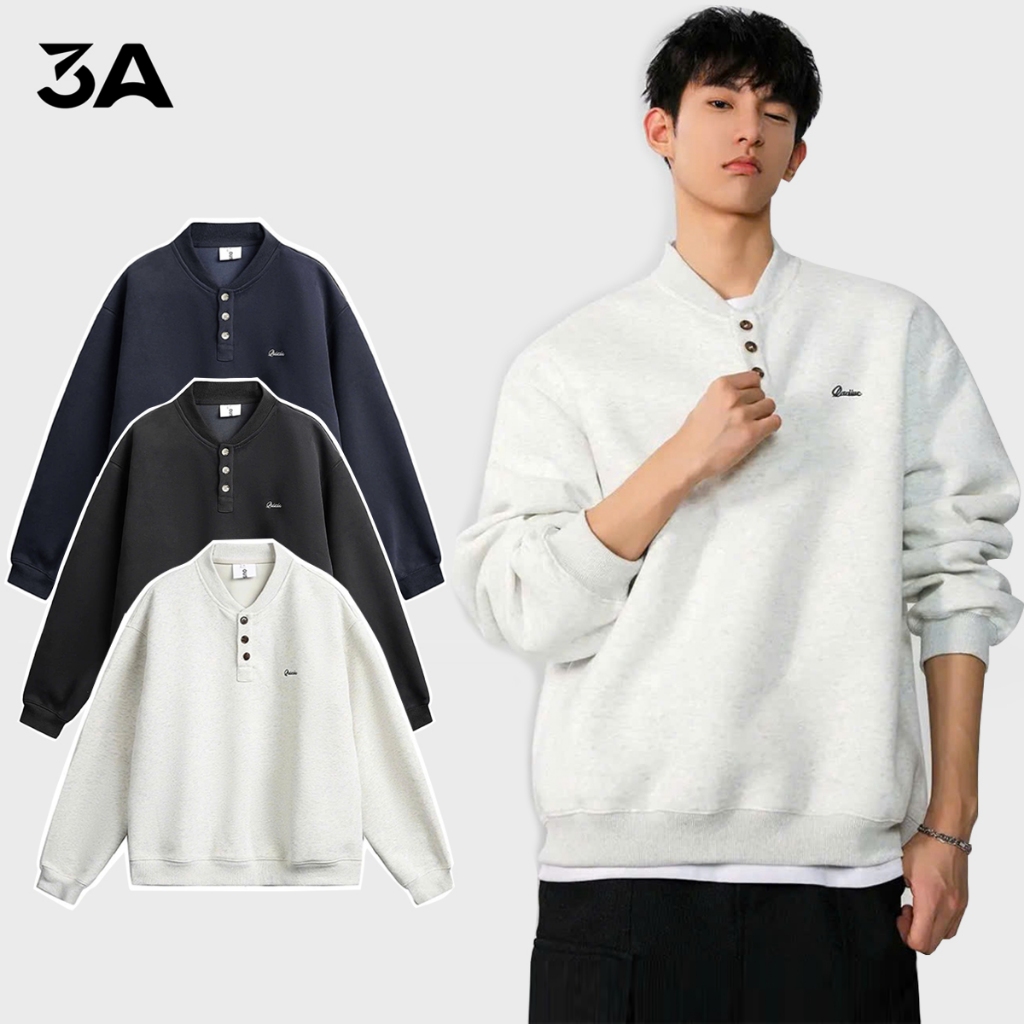 Áo Thu Đông Sweater Unisex Nam Nữ, Áo Nỉ Cổ Tàu Local Brand 3A Menstore AN241