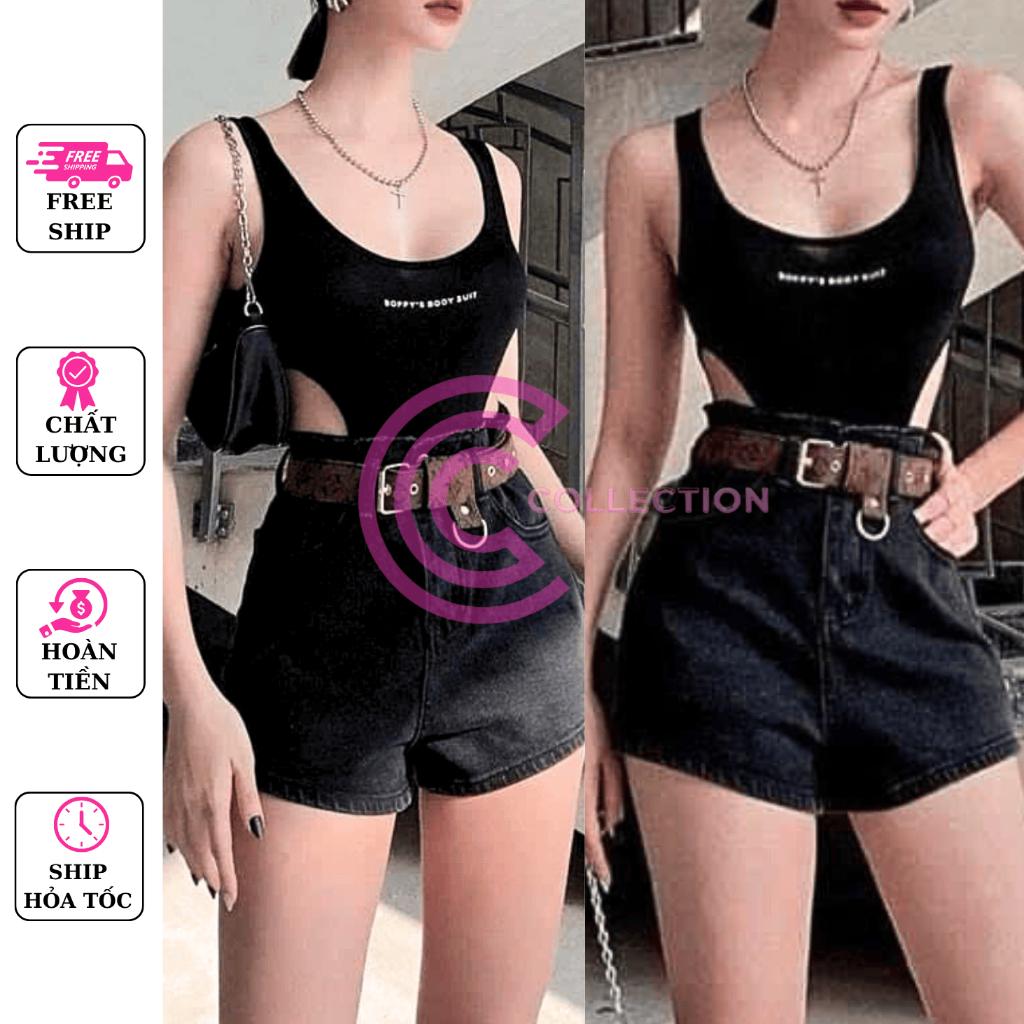 (HỎA TỐC) Bodysuit Chữ In Thun Tăm Lạnh K5154_CAROTSHOP