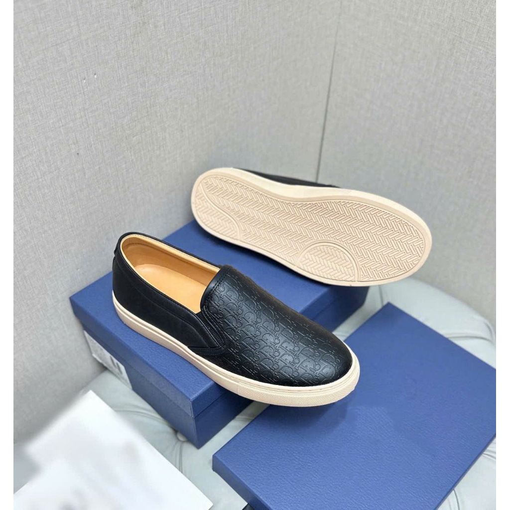 Giày Slipon Nam - Giày Lười Nam Ci bi Vân Da Dập Nổi Quai Bên Trong Lót Vàng Fom Chuẩn Đẹp Dễ Đi