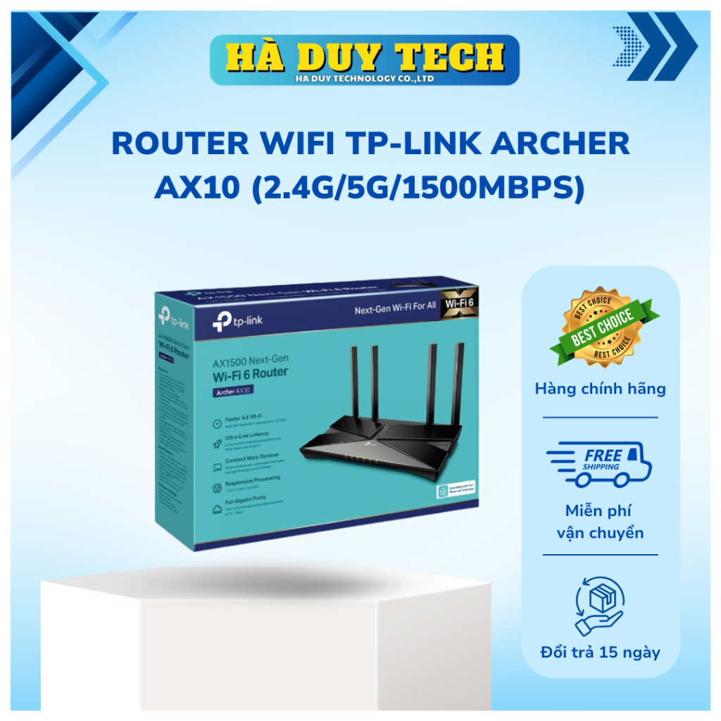 ROUTER WIFI TP-LINK ARCHER AX10 (2.4G/5G/1500Mbps) Chính Hãng - BH 24T