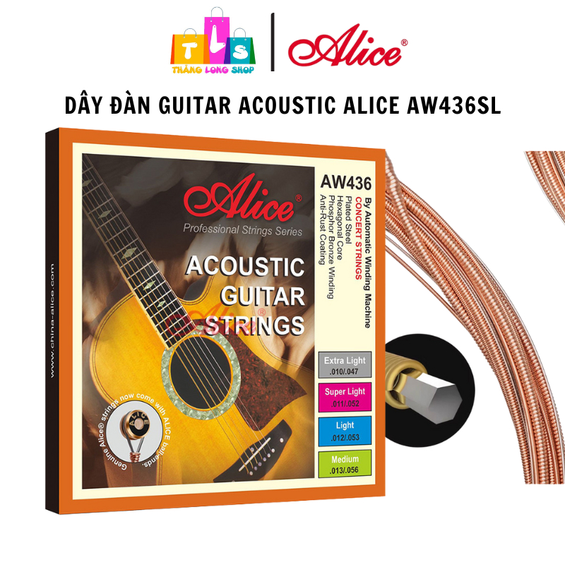 Alice AW436 Phosphor Bronze Acoustic Folk Guitar Strings - Bộ 6 Dây Đàn Ghi-ta Acoustic Size 11