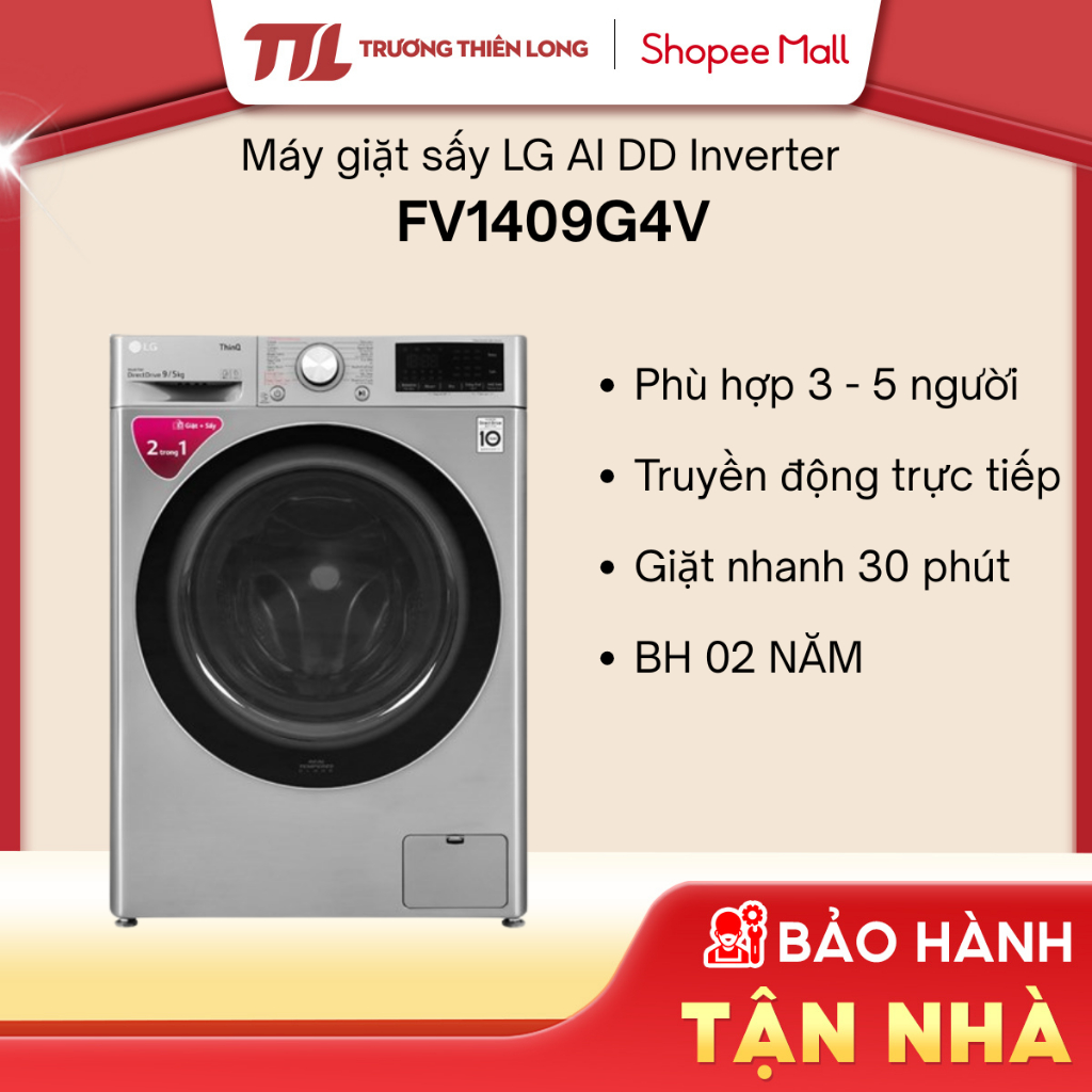 FV1409G4V / FV1409S4M / FV1410S4B / FV1410S4P / FV1410S4W1 - Máy Giặt LG Inverter [TOÀN QUỐC]