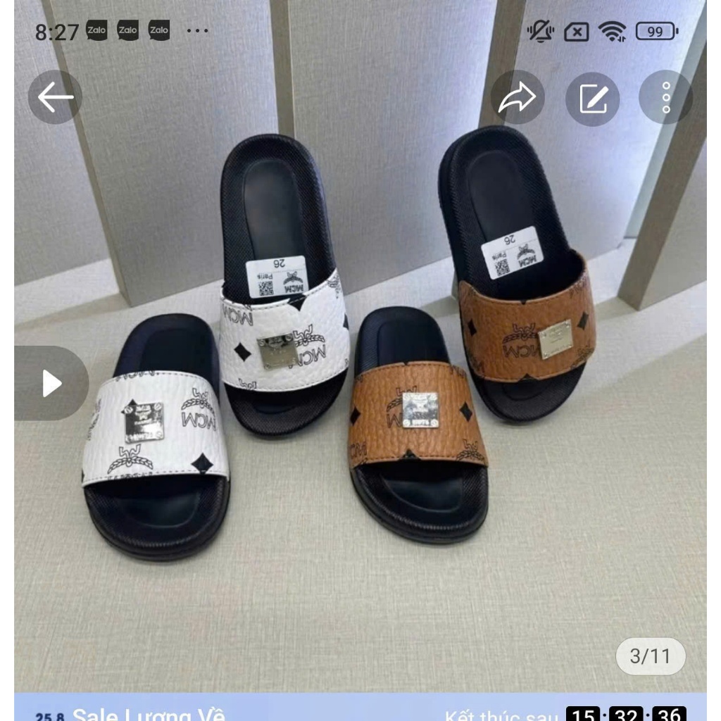 Dép Bé Trai MờCêMờ Quai Ngang Đính Tag Logo Kim Loại SIêu Đẹp