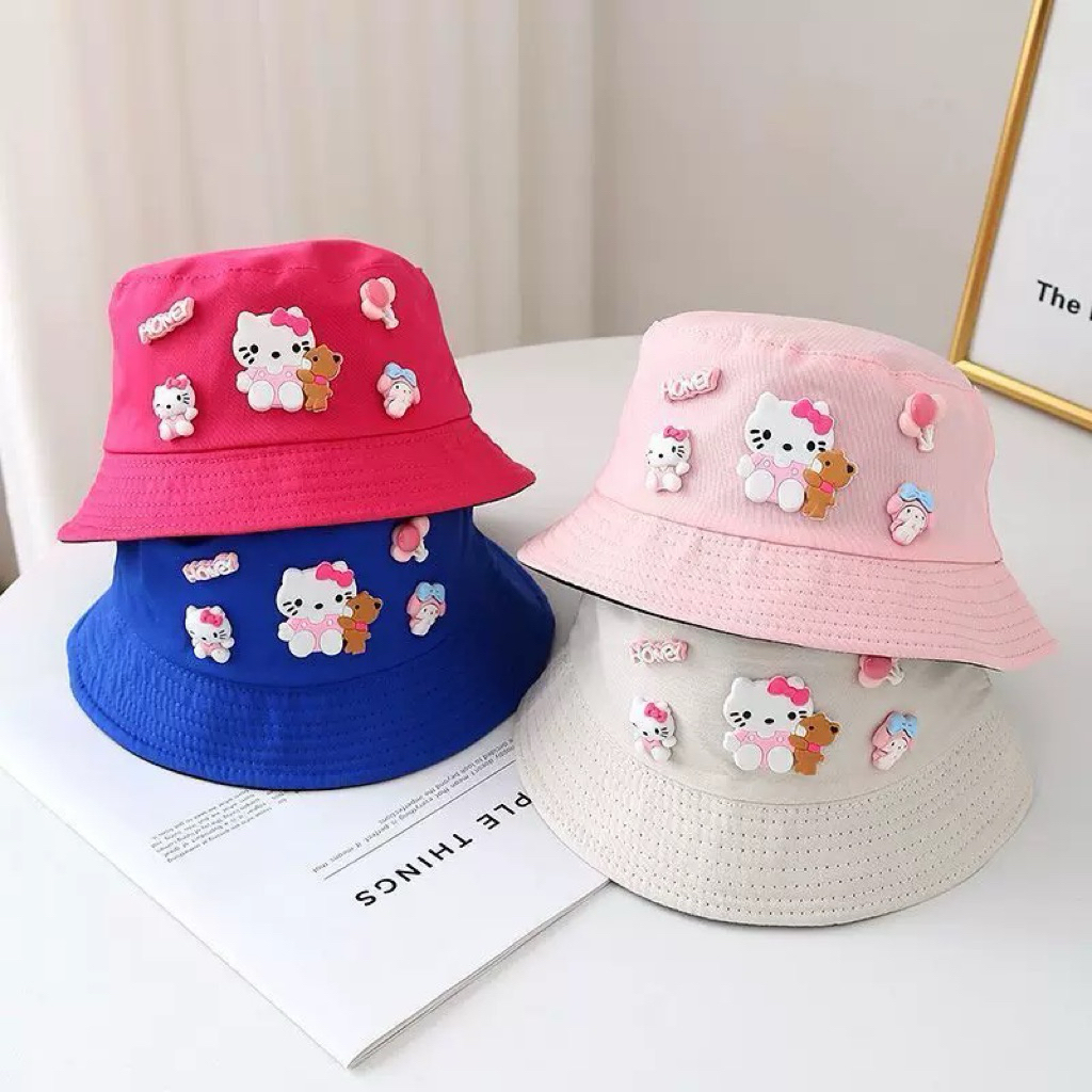Mũ vành tròn Hello Kitty trẻ em ,mũ mèo hello kity và gấu dâu cho bé 3-8 tuổi