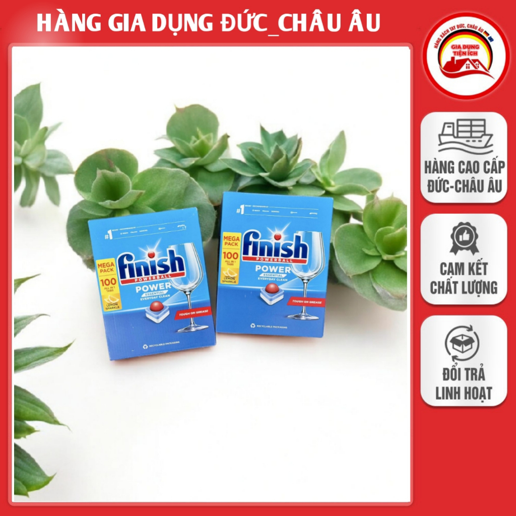 VIÊN RỬA BÁT FINISH POWER ESSENTIAL ALL IN 1 HƯƠNG CHANH 100 VIÊN - 6 Chức năng - Poland