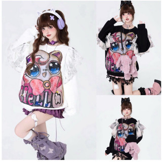 ÁO NỈ NỮ VIỀN REN PIKEMON CHẤT COTTON MỀM FROM RỘNG OVERSIZE HÀNG LOẠI 1 Doe Store