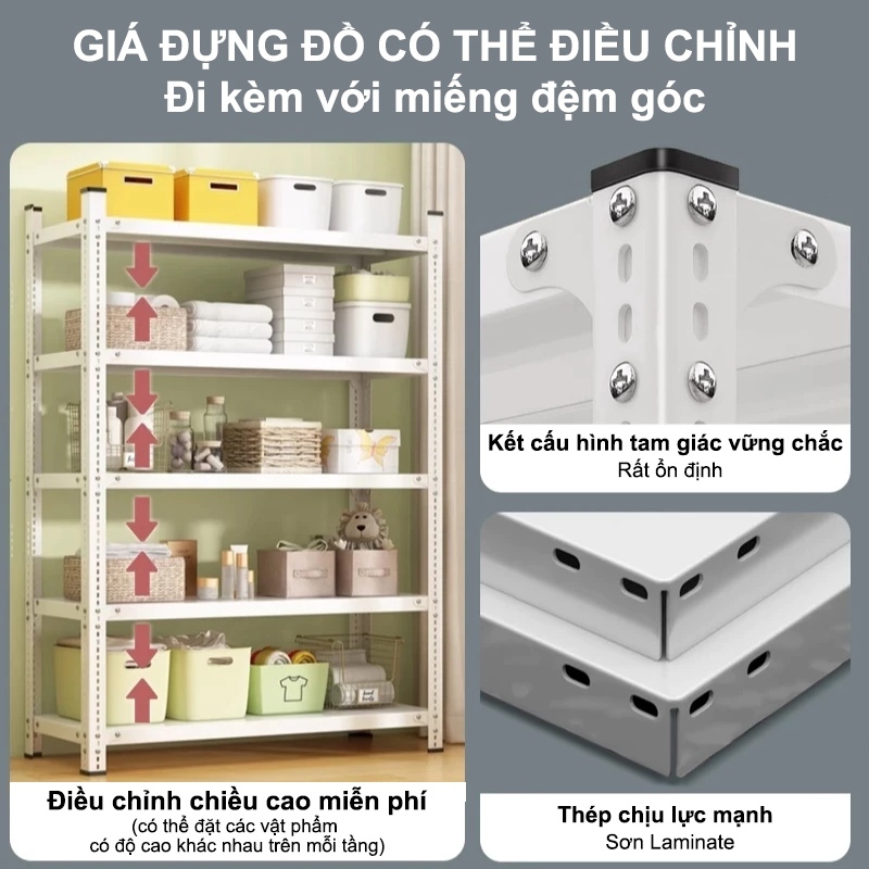 BMZAR Kệ Sắt V Lỗ Tấm Thép Dày Kệ Để Đồ Chịu Tải 50kg/Tầng Kệ Sắt Lắp Ghép Da Năng 3-6 Tầng | BigBuy360 - bigbuy360.vn