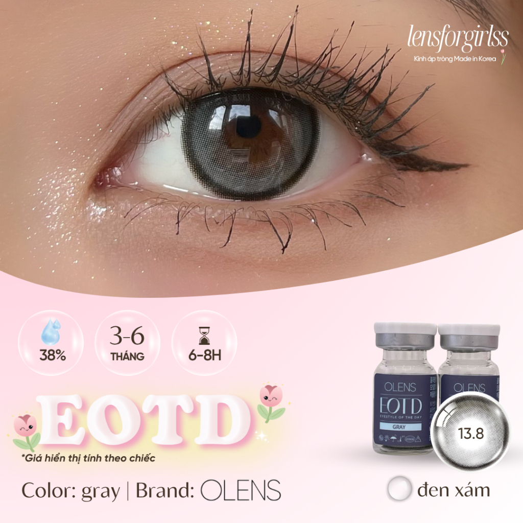 (OLENS) Kính áp tròng sz GIÃN TRÒNG hiệu ứng filter EOTD GRAY chính hãng KOREA | LENSFORGIRLSS