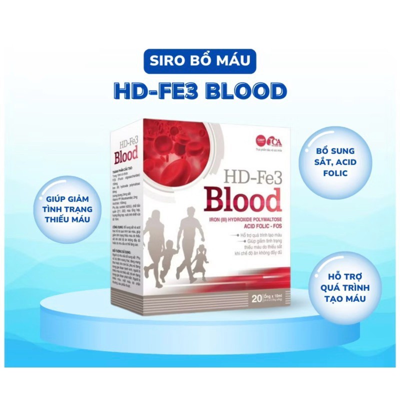 [CHÍNH HÃNG] SẮT ỐNG HD - FE3 BLOOD BỔ MÁU (hộp 4 vỉ x 5 ống)