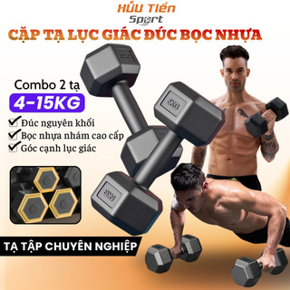 Bộ 2 Tạ Tay Lục Giác Chống Đẩy Tập Thể Hình, Cặp Tạ 4Kg-15Kg Bọc Nhựa Tập Gym Yoga Thể Thao Tại Nhà