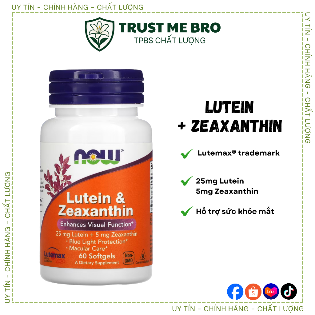 ✅Viên uống Lutein Zeaxanthin bổ mắt, chống oxy hóa • Lutemax® • Lutegen® • Now Foods