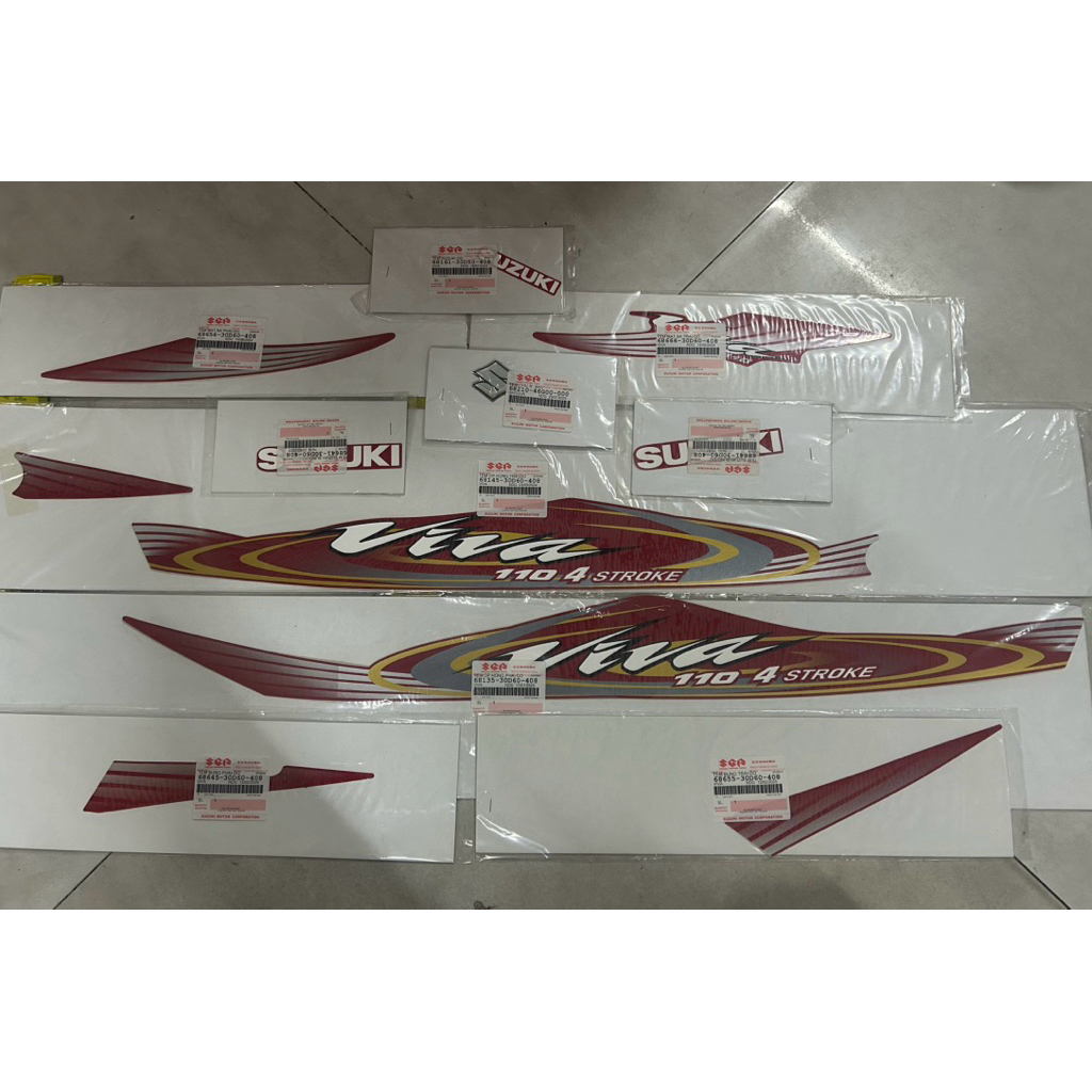 bộ tem viva 110 suzuki chính hãng đỏ 2006