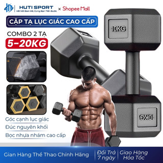 Bộ 2 Tạ Cầm Tay Lục Giác Nam Nữ Cao Cấp 5kg - 20kg Bọc Nhựa, Cặp Tạ Tập Gym Thể Hình Nam Nữ Tại Nhà