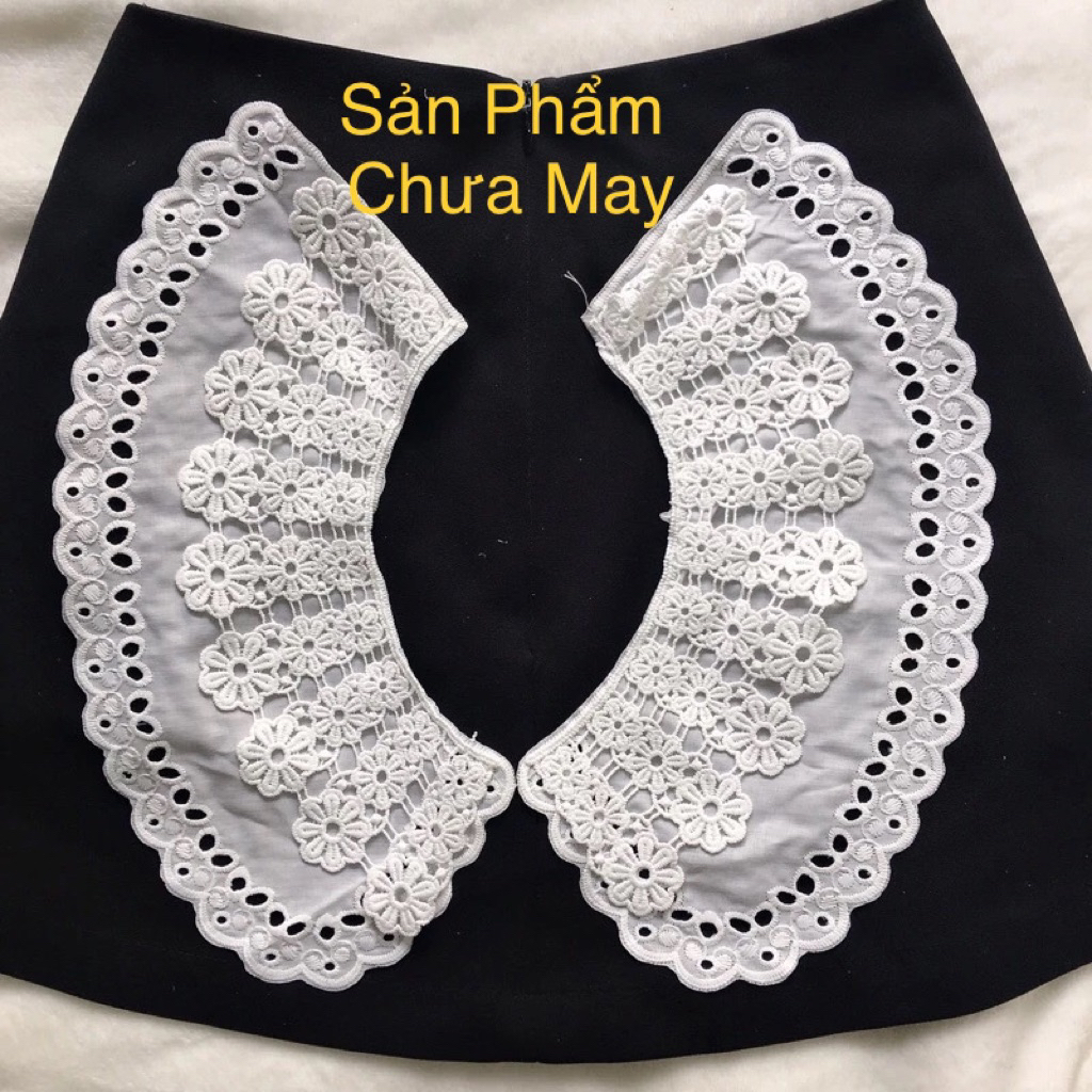 Phụ Liệu May Mặc Lá Cổ Kate Chưa May thêu 2 lớp (vòng co 22cm x2 , bản cổ 12cm)