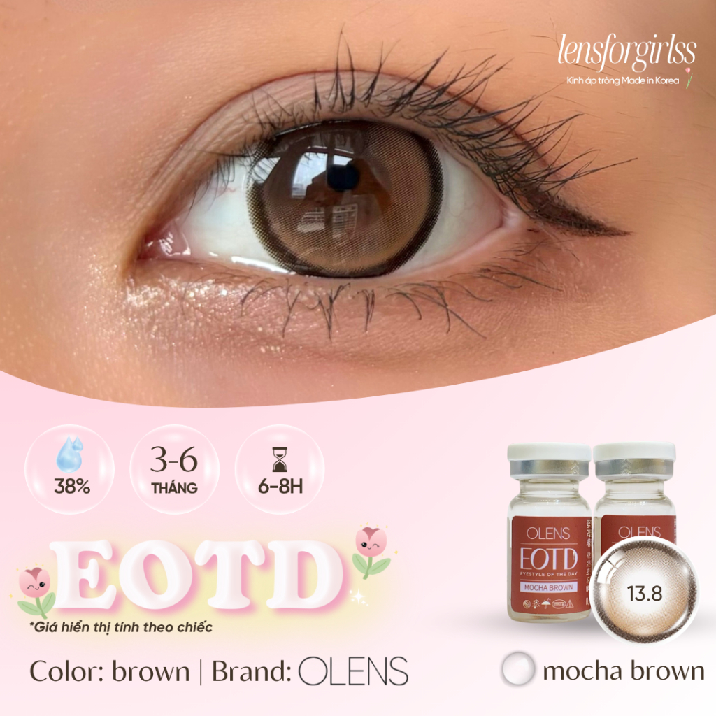 Lens Nâu | Kính áp tròng GIÃN TRÒNG hiệu ứng filter EOTD MOCHA và BUNNY MOCHA chính hãng KOREA | LEN