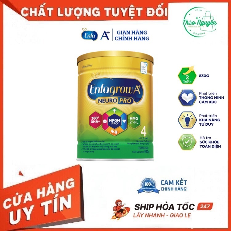 [Enfa Chính Hãng][Date Mới] Sữa bột Enfamil A+ Neuropro Số 4 Lon 830g trên 2 tuổi Phát Triển Não Bộ