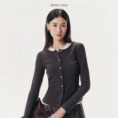 Áo khoác dài tay cơ bản chất len tăm Mono Talk - T20024FT
