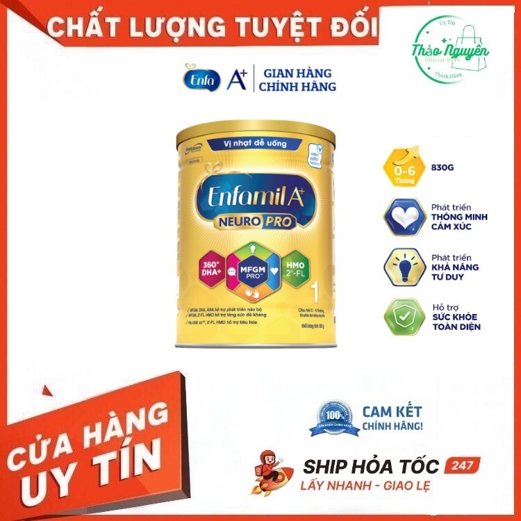 [Enfa Chính Hãng][Date Mới] Sữa bột Enfamil A+ Neuropro Số 1 Lon 830g  0-6 tháng phát triển trí não