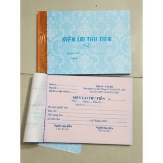 10 cuốn biên lai thu tiền 2 liên 100 tờ , biên nhận 2 liên 100 tờ kích thước 15x10.5cm