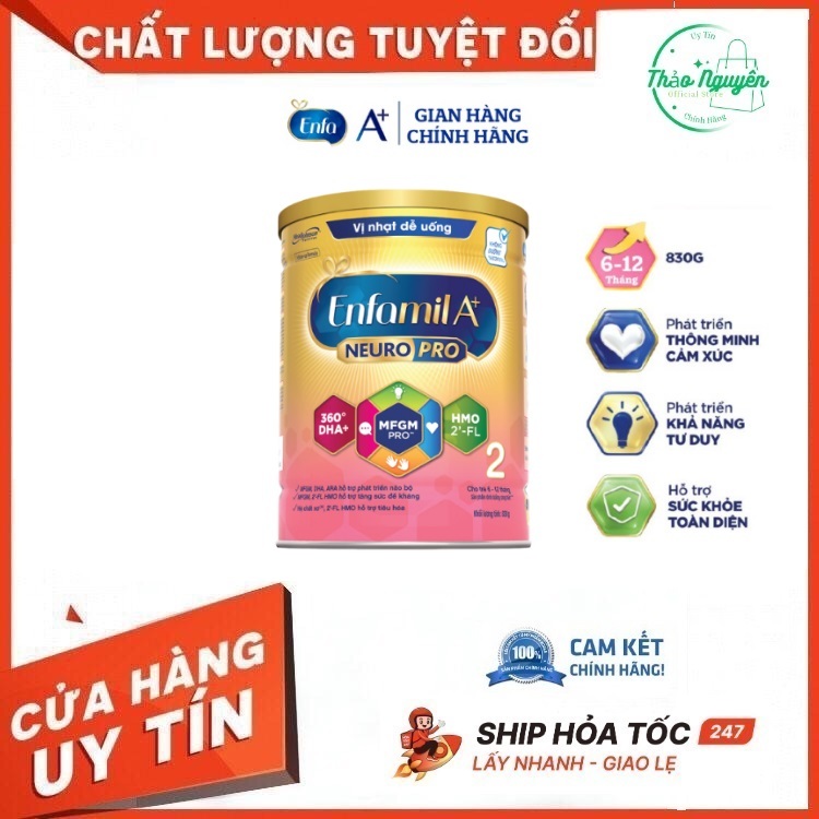 [Enfa Chính Hãng][Date Mới] Sữa bột Enfamil A+ Neuropro Số 2 Lon 830g 6-12 tháng Phát Triển Não Bộ