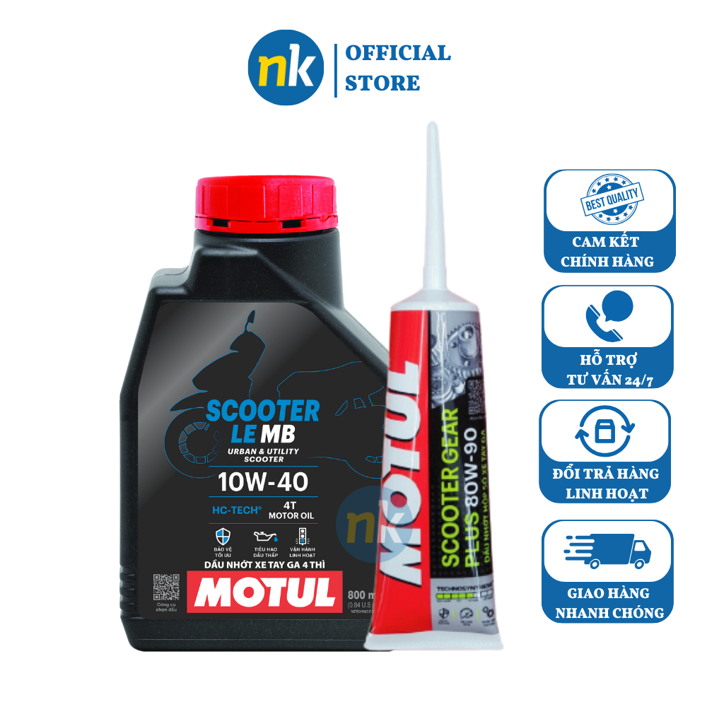 [Mẫu Mới] Motul Scooter 10W40 800ml tặng Motul Gear Oil 80W90 120ml nhớt hợp số nhớt máy xe tay ga