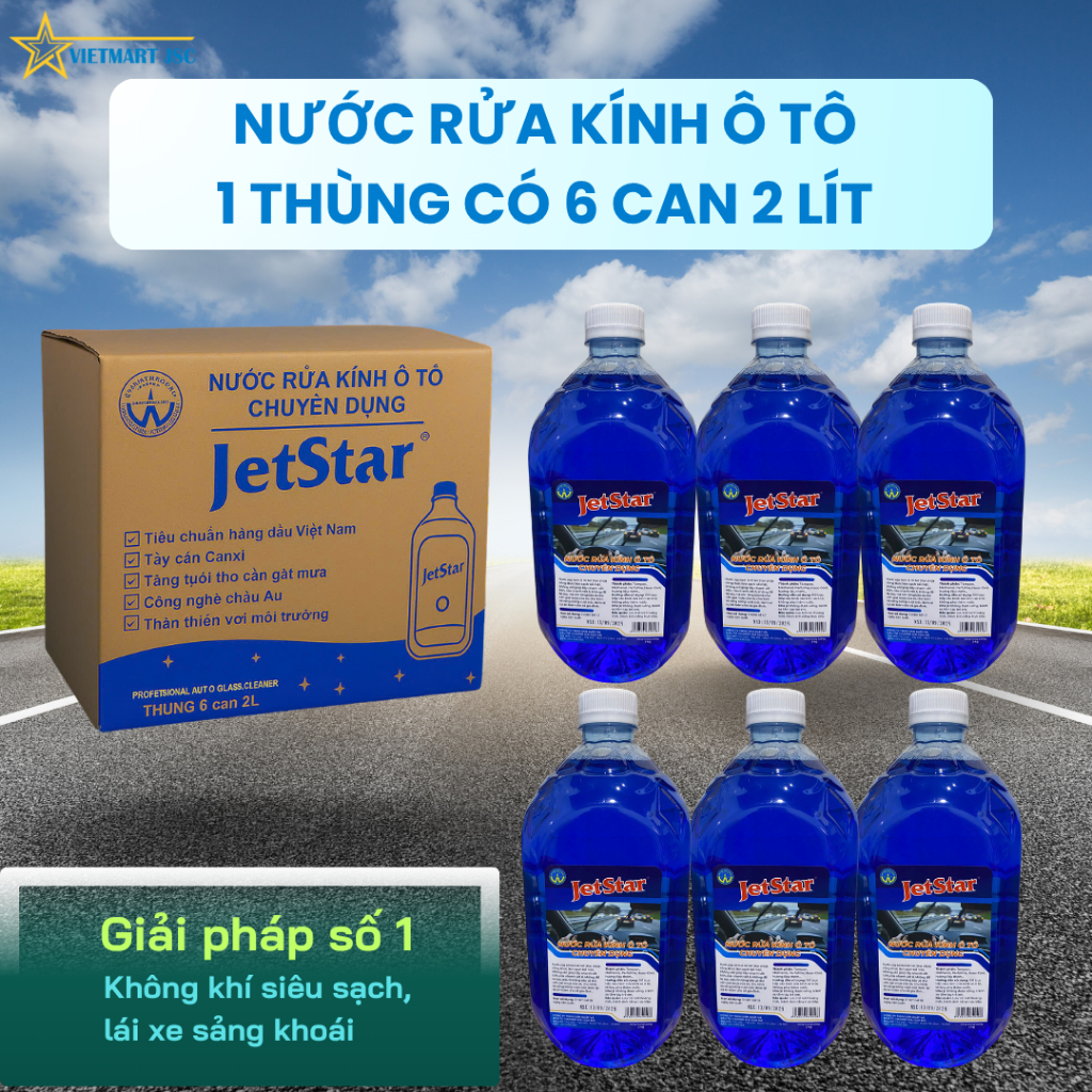 {Giảm giá} NƯỚC RỬA KÍNH Ô TÔ 1 THÙNG 6 CAN  2 lít chính hãng, phù hợp dùng với tất cả dòng xe ô tô