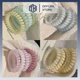  Set 16 Dây Cột Tóc Lò Xo Co Giãn Đủ 4 Màu Pastel Dễ Thương Xinh Xắn Phong Cách Hàn Quốc 