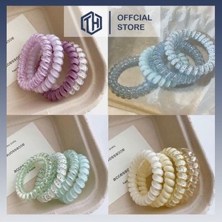  Set 16 Dây cột tóc lò xo dạng túi  Dây buộc tóc nữ Thun cột tóc cao su xoắn ốc Hàn Quốc 