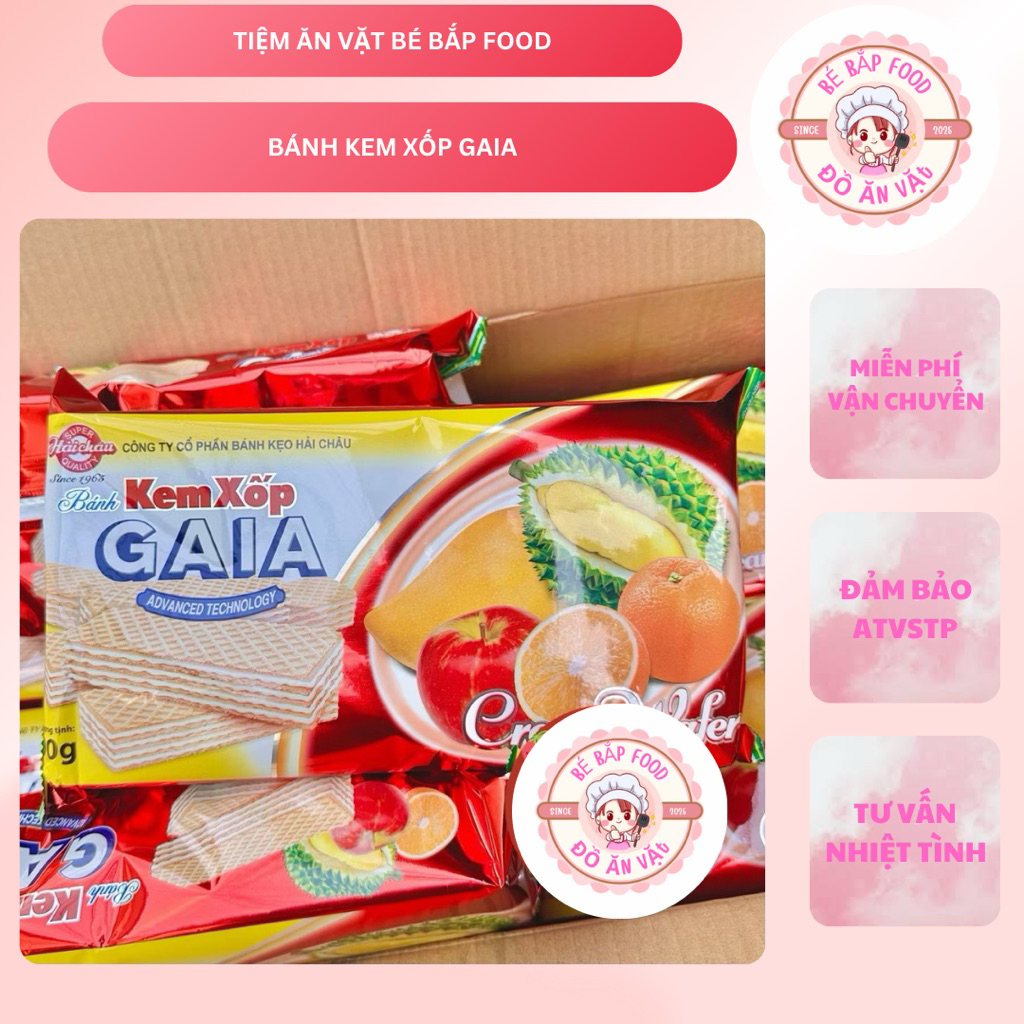 Bánh xốp kem hoa quả nhiệt đới Gaia, bánh kem xốp Hải Châu, bánh xốp tuổi thơ (gói 290g)
