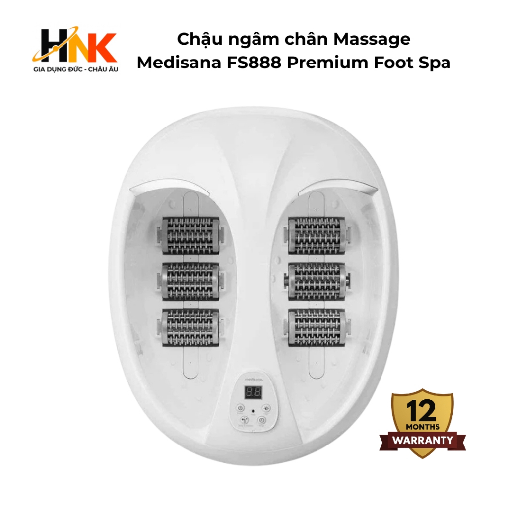 Chậu massage ngâm chân Medisana FS888, giữ nhiệt 35–45°C massage con lăn, hàng nhập Đức