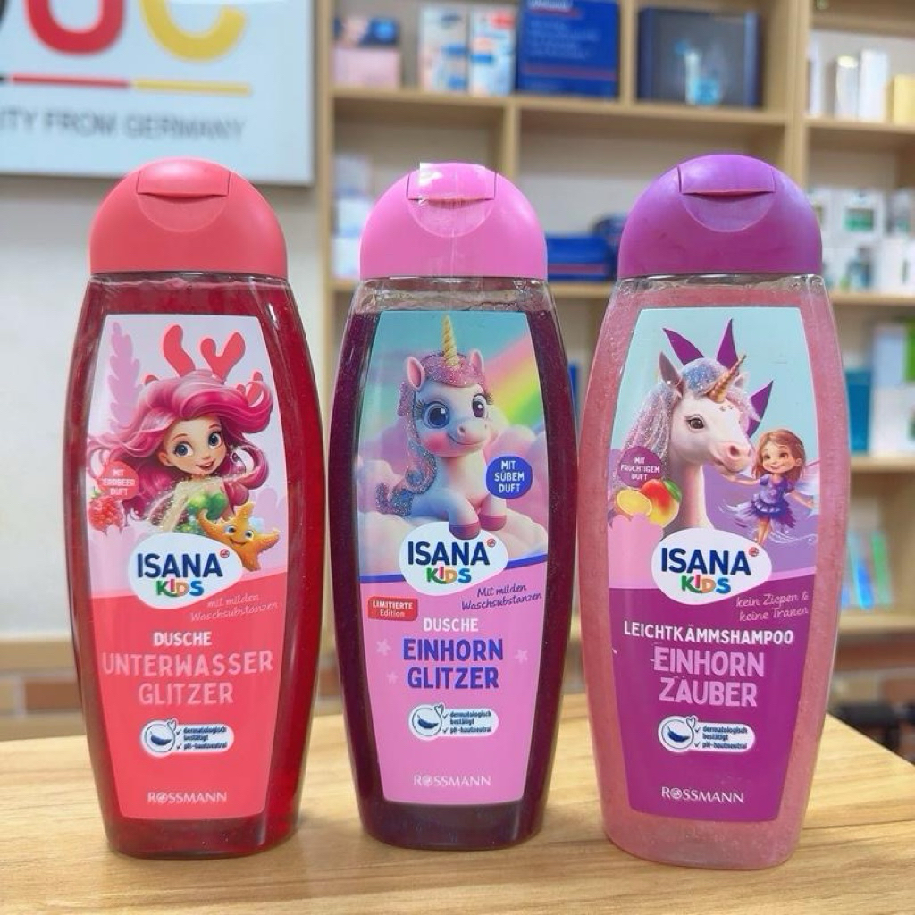 Sữa tắm - Gội xả & xịt dưỡng tóc Isana bé gái hàng Đức