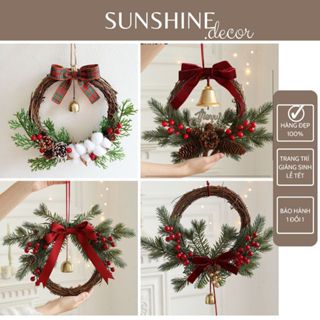  Vòng Nguyệt Quế Treo Cửa Trang Trí Giáng Sinh Noel Halloween 