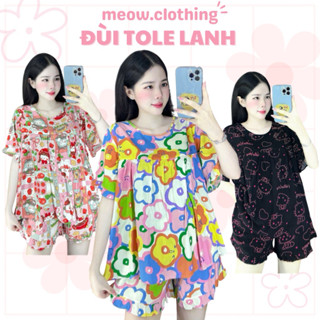  Đồ Mặc Nhà Bộ Ngủ Nữ Cộc Đùi Vải Tole Lanh Mềm Mịn Mát Freesize Dưới 58kg 