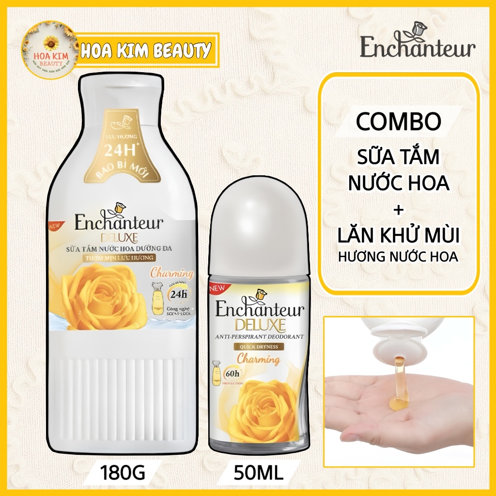 Sữa Tắm Nước Hoa Dưỡng Da Enchanteur 180g - 650g Và Lăn Khử Mùi Enchanteur Hương Nước Hoa Tinh Tế